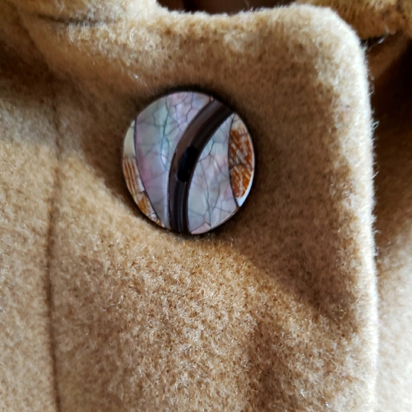 Harvé Bernard Wool Carmel Tan Trench Coat Button Down Slits On Sides Woman 14 - Picture 6 of 15